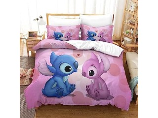 Duvet Cover Stitch Cartoon Anime Bedding Set Lovely in Pink Duvet Cover for Kids Boys Girls Kids Bedspread Cover Bedroom Decor