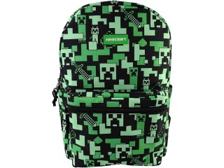 Minecraft Creeper A4 Backpack with Padded Laptop/Tablet Bag - Multi-Colour, multicoloured