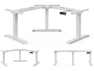 DESQUP Corner Electric Height-Adjustable Corner Desk Frame, Ergonomic Angle-Adjustable Standing Seat Desk Base Frame