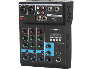POLILI JIY Professional 4 Channel Mixer Mini USB Mixer with Sound Card Effect Console, Computer Tuning