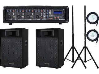 Pronomic PM42-115 StagePower Set Active System 4-Channel 100 Watt Power Mixer with MP3 Player