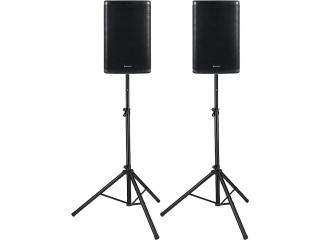Pronomic C-215 MA Tripod Set - Two Active 2-Way Boxes - Power: 1000 Watts (RMS) - 15 Inch Woofer + 1.75 Inch Tweeter