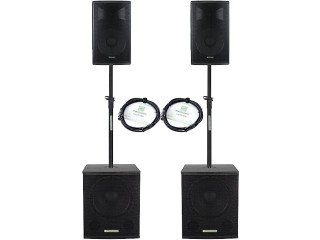 Pronomic Powerstage Economy 1510 2.2 Active PA Set with 2x 15 inch Subwoofer and 2x 10 inch Satellite 900 Watt Total Power