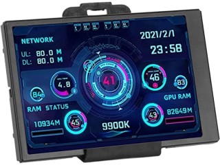 Qiilu 3,5-Zoll-IPS-USB-Mini-Bildschirm, CPU-RAM, HDD, Datentemperaturanzeige, 360-Grad-Drehung, Typ C-Unterbildschirm für Computer