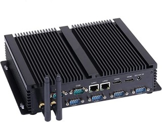 HUNSN Fanless Industrial PC, Mini Computer, Intel Core I3 4005U, IM04, AC WiFi, BT4.0, 2 x HDMI, 2 x LAN, 6 x COM RS232, 4 x USB3.0, 4 x USB2.0
