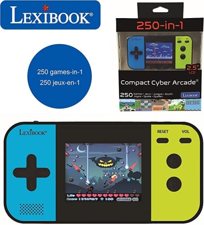 lexibook-jl2377-compact-cyber-arcade-portable-game-console-250-gaming-lcd-battery-operated-video-game-kid-teenager-blackbluegreen-big-2