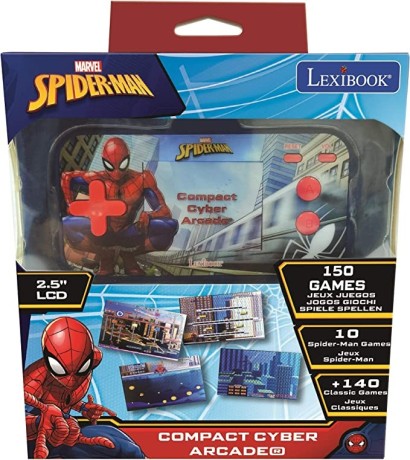 lexibook-jl2367sp-marvel-spider-man-peter-parker-compact-cyber-arcade-portable-game-console-150-gaming-lcd-battery-operated-blue-big-2