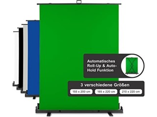 Walimex Pro Roll-Up Panel 155 x 200 cm Green Screen with Stand, Portable