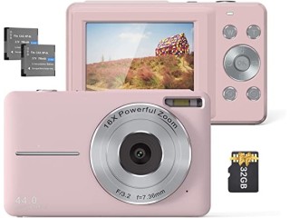 Camnoon 1080P 44MP Digital Camera Camcorder Auto Focus 2.5 IPS Screen 16X Digital Zoom Anti-Shake Face Detection