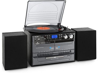 Auna Record Player for Records, Turntable with Speaker, DAB Radio & CD Player