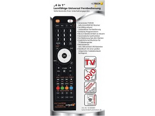 HEITECH universal remote control for 4 devices - 4in1 adaptive universal remote control for Smart TV, DVD, SAT, AV receiver and much more