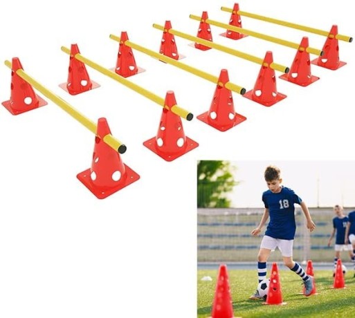 cone-hurdles-sport-3-hole-height-adjustable-training-hurdles-agility-set-for-children-athletes-pets-big-0