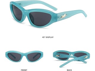 Y2K futuristic sunglasses punk men and women with star, retro sunglasses in wrap-around design