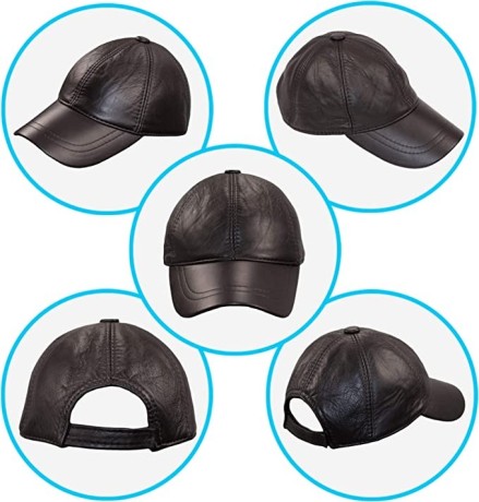 baseball-cap-100-genuine-leather-lambskin-precurved-bill-snapback-baseball-cap-unisex-mens-leather-cap-brown-big-1