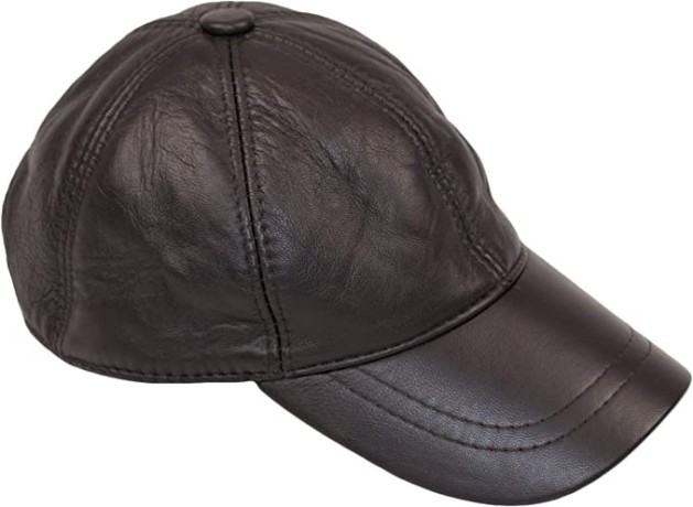 baseball-cap-100-genuine-leather-lambskin-precurved-bill-snapback-baseball-cap-unisex-mens-leather-cap-brown-big-0