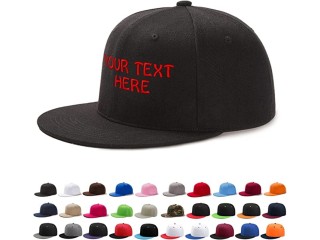 Buaodam Custom Snapback Hat with Embroidery Text Logo and Print Photo, Personalised Embroidered Hip-Hop Baseball Caps
