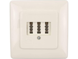 TAE NFN Telephone Socket - 3x6 - Connection Box - Flush-Mounted - with Cover - 1x Telephone + 2x Extension Fax AB Modem NTBA DSL Splitter - Beige