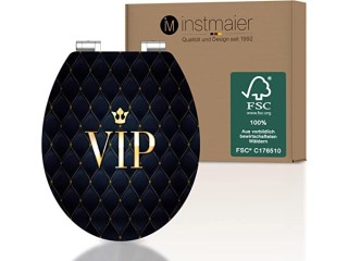 Instmaier Toilet Seat with VIP Motif Black/Gold Toilet Seat with Soft-Close Mechanism Toilet Lid