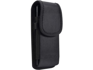 DFV mobile - Nylon Belt Holster with Metal Clip and Card Holder for Honor View 20 (2018) - Black