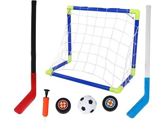 TETI Kids Training Toy Kit, 2 in 1 Outdoor Sports Kids Ice Hockey Goal Kit with Ball Pump Kids Training Toys