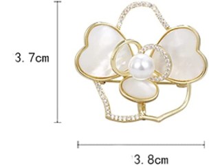 MJWDP Hollow Color Shell Flower Brooch Niche Design Sense Pin Clothing Accessories Gift (Color : Gold, Size : 3.7 * 3.8cm)
