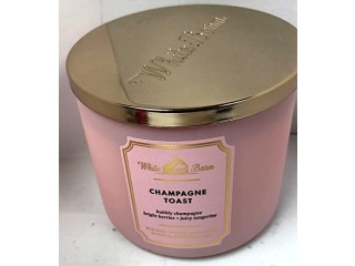 Bath and Body Works White Barn Champagne Toast 3 Wick Candle 14.5 Ounce Basic White Barn Label
