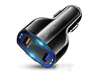 PTron Bullet Pro 36W PD Quick Charger, 3 Port Fast Car Charger Adapter - Compatible with All Smartphones & Tablets (Black)