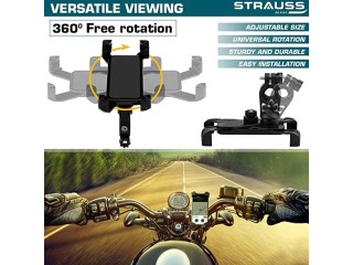 Strauss Bike Mobile Holder - Adjustable 360 Rotation Bicycle Phone Mount | Bike Accessories | Bike Phone Holder (Black)