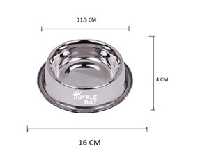 Royale Cat Dog Silver Stainless Steel Bowl Anti Skid Non Tip Dog Bowl (Buy 1 Get 1 Free, X- Small Bowl for Cats)