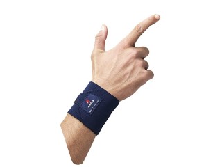 Omtex Adjustable Velcro Elasticized-Fabric Wrist Support, Men's Free Size (Navy Blue)