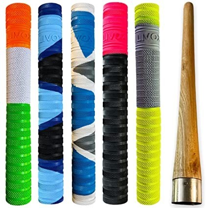 livox-super-5-cricket-bat-grips-with-1-wooden-grip-cone-ultra-tacky-pack-of-6-big-0