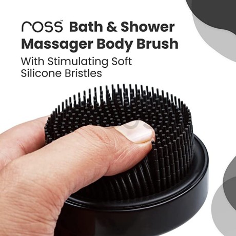 ross-bath-shower-massager-body-brush-with-soft-silicone-bristles-black-big-0