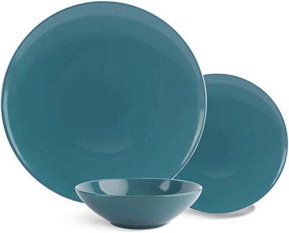 amazon-basics-18-piece-stoneware-dinnerware-set-dark-teal-serves-6-big-0