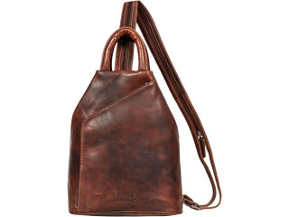 STILORD 'Minou' Leather Sling Bag Women 2 in 1 Backpack Shoulder Bag Vintage Handle Bag Leather Bag Genuine Leather, Color:salerno - brown