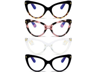 MMOWW 4 Pack Women's Cat Eye Reading Glasses -