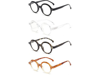 JM Pack of 4 Round Reading Glasses,