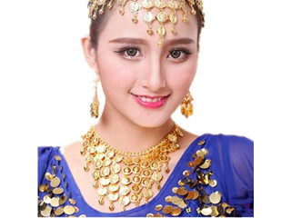 PPX Chiffon 3 Rows Belly Dance Coins Belt with 128 Coins
