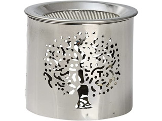 NKlaus Incense burner steel silver polished Height: 6cm Tealight mode with incense sieve 10905