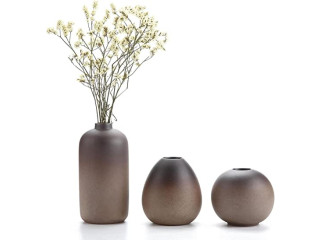 OmSaf Antique Clay Brown Ceramic Vases