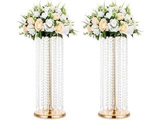 Nuptio 2 Pieces Tall Gold Flower Holders