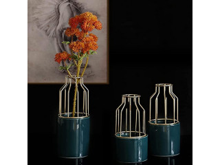 VOSAREA Modern Decorative Wrought Iron Vase Ceramic Vase