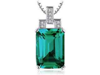 JewelryPalace 6ct Green Simulated Emerald Necklace for Women