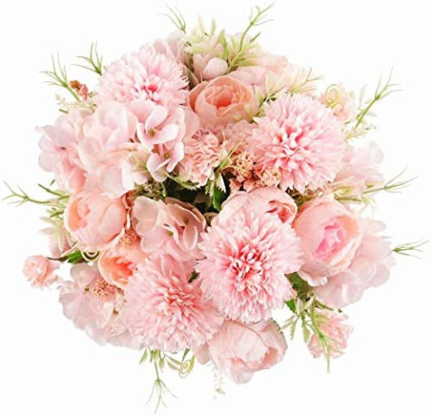 2-pieces-artificial-peony-silk-hydrangea-chrysanthemum-carnations-big-0