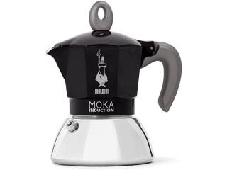 Bialetti Moka Induction Coffee Maker, 2 Cups (100 ml), Suitable for All Hobs, Elegant Design, Black