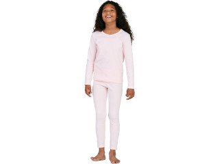 LAPASA Thermal Underwear Set for Girls 100% Hypoallergenic Cotton Lightweight