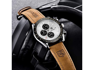 Men Watch BY BENYAR Quartz Movement Fashion Sports Chronograph 30M Waterproof Elegant Wristwatch Gift for Men