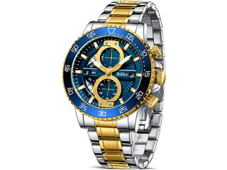 HANPOSH Men's Watches Chronograph Stainless Steel Waterproof Analogue Quartz Fashion Casual Business Date Men's Watches