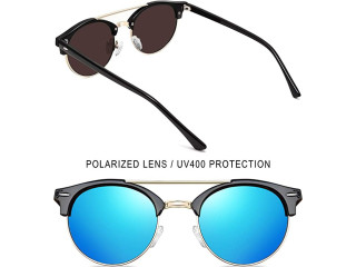 Joopin Polarized Sunglasses for Men Women UV Protection, Vintage Rectangular Half Frame Sunglasses, Retro Classic Unisex