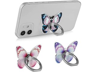 LSL Cute Butterfly Cell Phone Ring Holder 360Rotation Metal Finger Stand