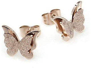 YouBella Stylish Latest Design Butterfly Jewellery Gold Plated Stud Earrings for Women (Golden) (YBEAR_32436)